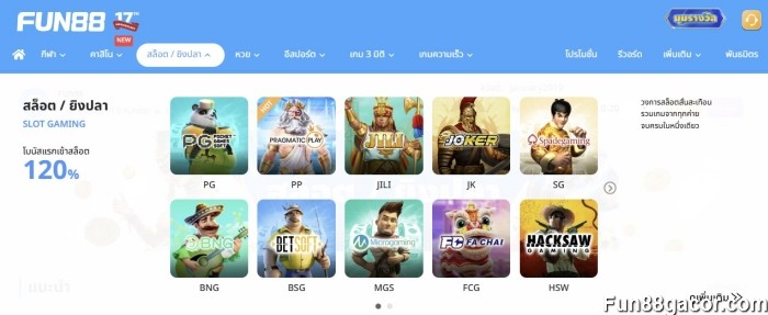 สล็อต Fun88 ร่วมสนุกเพื่อเล่นพร้อมโบนัสมากมาย